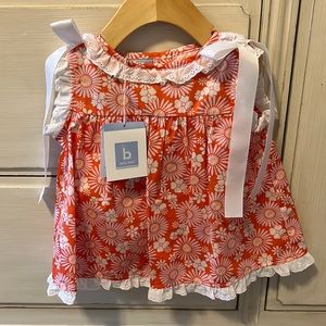 NWT bella bliss Orange Daisy Floral Eyelet Trim Bloomer Set. Size 24 months.